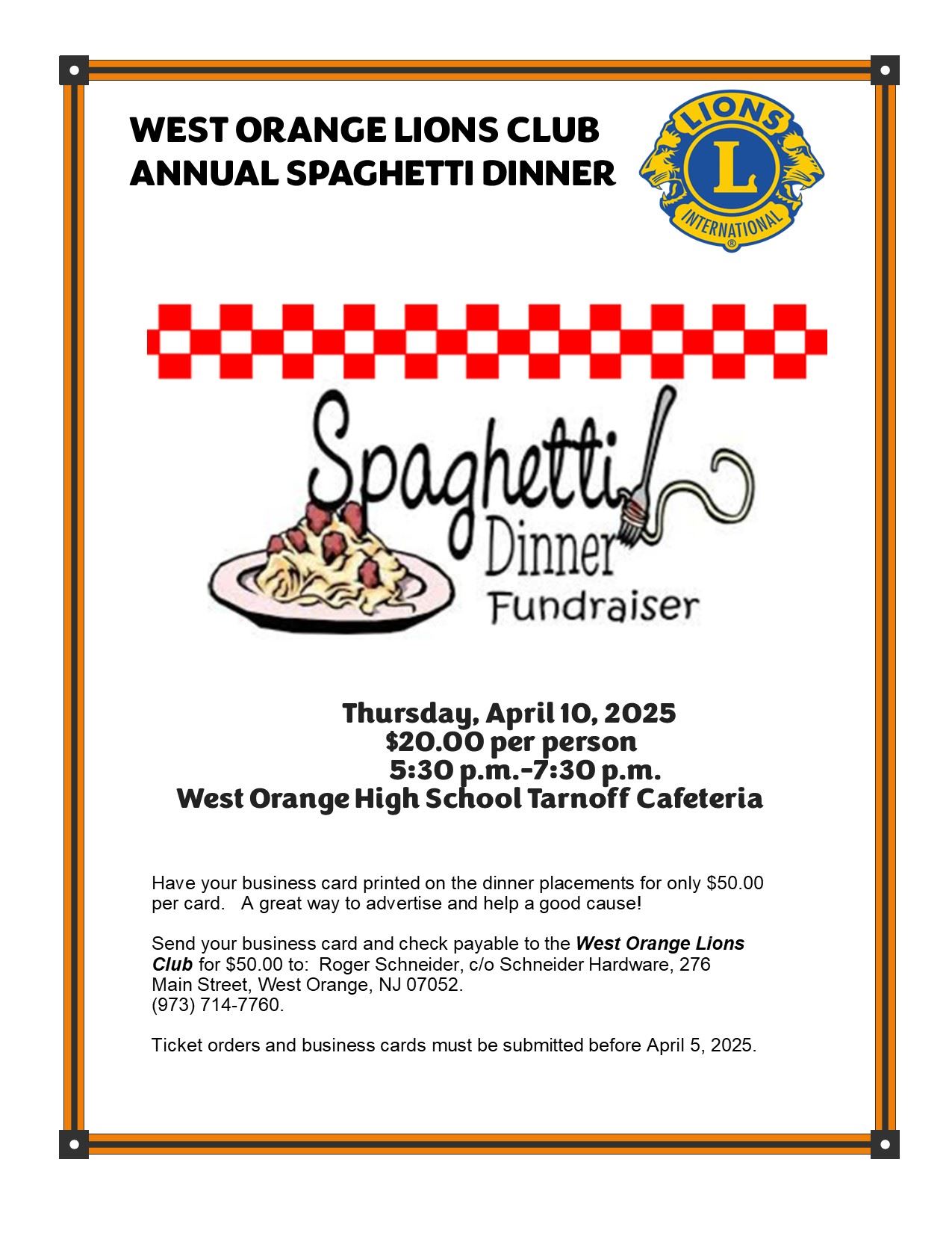  Lions Club Spaghetti Dinner